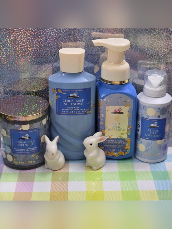 Bath Body Works Milk Bar Cereal Milk Soft Serve 4pc Body Care & Candle Set NEW